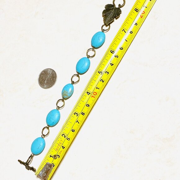 2/$20, Genuine Dyed Howlite Bracelet, Genuine Gemstone + Bronze Grape Leaf Clasp - Picture 7 of 11